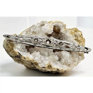 Antique 14K White Gold Brooch Pin - Mount *Read Description *